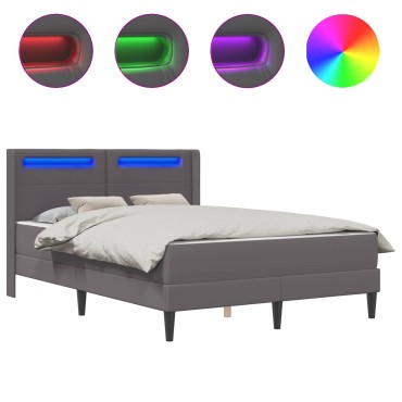 vidaXL Σκελετός κρεβατιού με στρώμα Γκρι 120 x 200 cm Τεχνητό Δέρμα