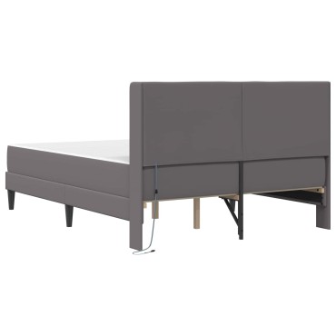vidaXL Σκελετός κρεβατιού με στρώμα Γκρι 120 x 200 cm Τεχνητό Δέρμα