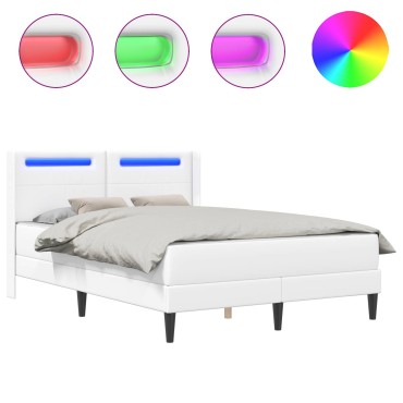 vidaXL Σκελετός κρεβατιού με στρώμα Λευκό 120 x 200 cm Τεχνητό Δέρμα