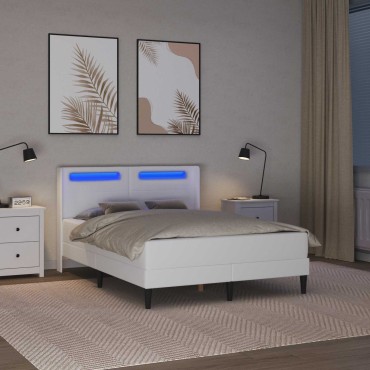 vidaXL Σκελετός κρεβατιού με στρώμα Λευκό 120 x 200 cm Τεχνητό Δέρμα
