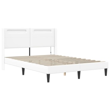 vidaXL Σκελετός κρεβατιού με στρώμα Λευκό 120 x 200 cm Τεχνητό Δέρμα