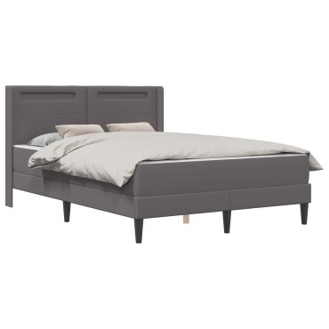 vidaXL Σκελετός κρεβατιού με στρώμα Γκρι 140x190cm Τεχνητό Δέρμα
