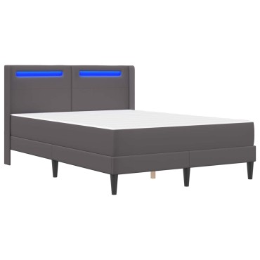 vidaXL Σκελετός κρεβατιού με στρώμα Γκρι 140 x 200 cm Τεχνητό Δέρμα