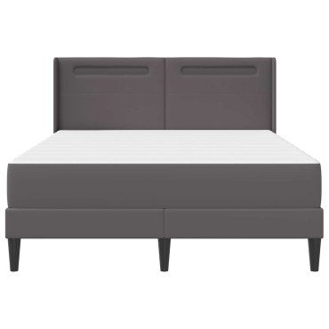 vidaXL Σκελετός κρεβατιού με στρώμα Γκρι 140 x 200 cm Τεχνητό Δέρμα