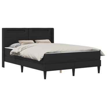 vidaXL Σκελετός κρεβατιού με στρώμα Μαύρο 140 x 200 cm Τεχνητό Δέρμα