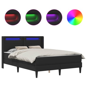 vidaXL Σκελετός κρεβατιού με στρώμα Μαύρο 140 x 200 cm Τεχνητό Δέρμα