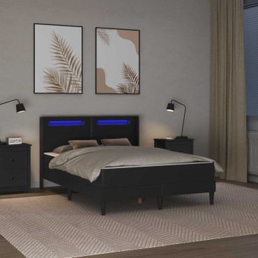 vidaXL Σκελετός κρεβατιού με στρώμα Μαύρο 140 x 200 cm Τεχνητό Δέρμα