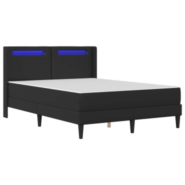 vidaXL Σκελετός κρεβατιού με στρώμα Μαύρο 140 x 200 cm Τεχνητό Δέρμα