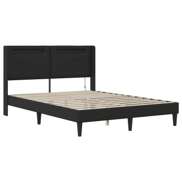vidaXL Σκελετός κρεβατιού με στρώμα Μαύρο 140 x 200 cm Τεχνητό Δέρμα