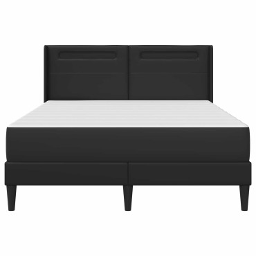 vidaXL Σκελετός κρεβατιού με στρώμα Μαύρο 140 x 200 cm Τεχνητό Δέρμα