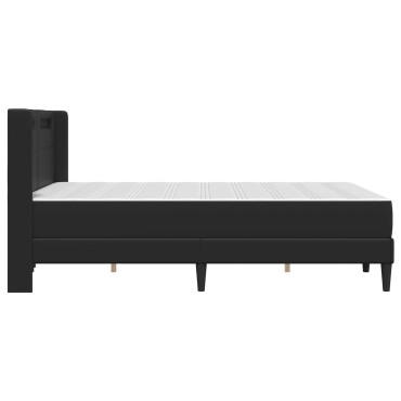 vidaXL Σκελετός κρεβατιού με στρώμα Μαύρο 140 x 200 cm Τεχνητό Δέρμα