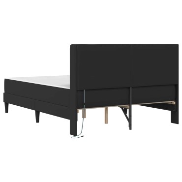 vidaXL Σκελετός κρεβατιού με στρώμα Μαύρο 140 x 200 cm Τεχνητό Δέρμα