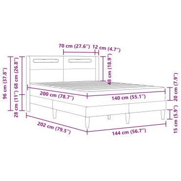 vidaXL Σκελετός κρεβατιού με στρώμα Λευκό 140 x 200 cm Τεχνητό Δέρμα