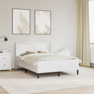 vidaXL Σκελετός κρεβατιού με στρώμα Λευκό 140 x 200 cm Τεχνητό Δέρμα