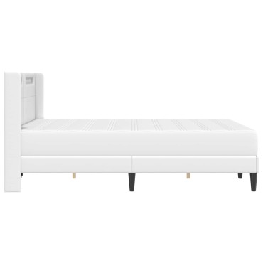 vidaXL Σκελετός κρεβατιού με στρώμα Λευκό 140 x 200 cm Τεχνητό Δέρμα