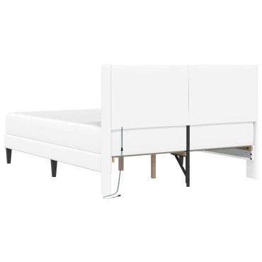 vidaXL Σκελετός κρεβατιού με στρώμα Λευκό 140 x 200 cm Τεχνητό Δέρμα