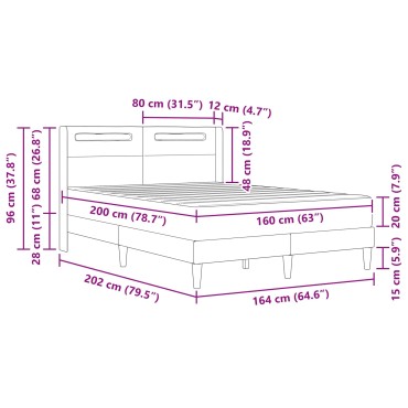 vidaXL Σκελετός κρεβατιού με στρώμα Γκρι 160 x 200 cm Τεχνητό Δέρμα