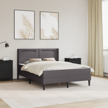 vidaXL Σκελετός κρεβατιού με στρώμα Γκρι 160 x 200 cm Τεχνητό Δέρμα