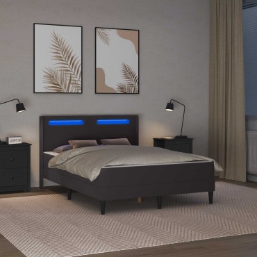 vidaXL Σκελετός κρεβατιού με στρώμα Γκρι 160 x 200 cm Τεχνητό Δέρμα