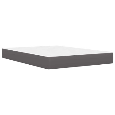 vidaXL Σκελετός κρεβατιού με στρώμα Γκρι 160 x 200 cm Τεχνητό Δέρμα