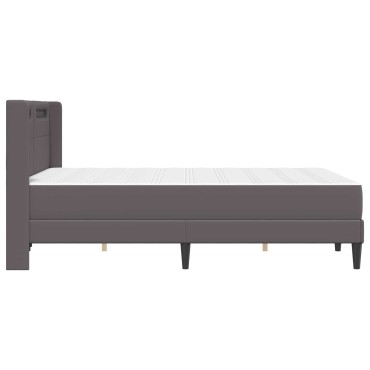 vidaXL Σκελετός κρεβατιού με στρώμα Γκρι 160 x 200 cm Τεχνητό Δέρμα