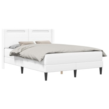vidaXL Σκελετός κρεβατιού με στρώμα Λευκό 160 x 200 cm Τεχνητό Δέρμα