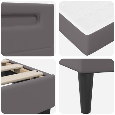 vidaXL Σκελετός κρεβατιού με στρώμα Γκρι 180 x 200 cm Τεχνητό Δέρμα