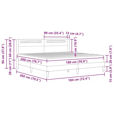 vidaXL Σκελετός κρεβατιού με στρώμα Γκρι 180 x 200 cm Τεχνητό Δέρμα