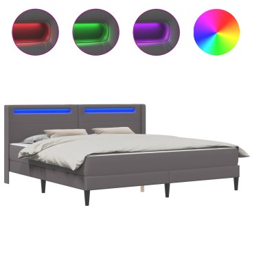 vidaXL Σκελετός κρεβατιού με στρώμα Γκρι 180 x 200 cm Τεχνητό Δέρμα