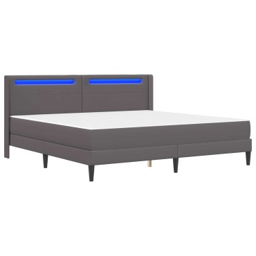 vidaXL Σκελετός κρεβατιού με στρώμα Γκρι 180 x 200 cm Τεχνητό Δέρμα