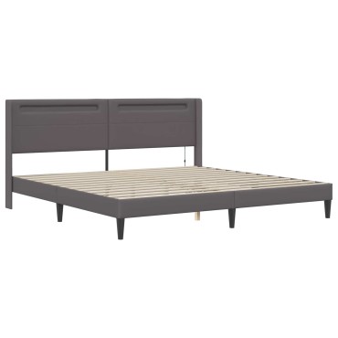 vidaXL Σκελετός κρεβατιού με στρώμα Γκρι 180 x 200 cm Τεχνητό Δέρμα