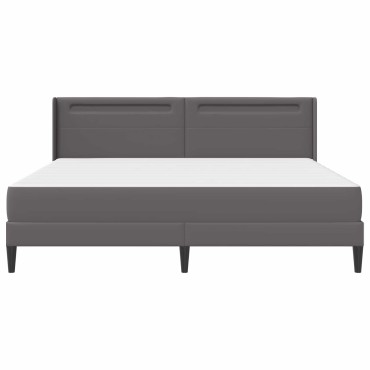 vidaXL Σκελετός κρεβατιού με στρώμα Γκρι 180 x 200 cm Τεχνητό Δέρμα