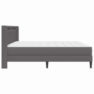 vidaXL Σκελετός κρεβατιού με στρώμα Γκρι 180 x 200 cm Τεχνητό Δέρμα