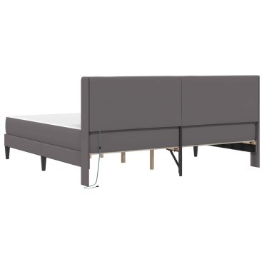 vidaXL Σκελετός κρεβατιού με στρώμα Γκρι 180 x 200 cm Τεχνητό Δέρμα