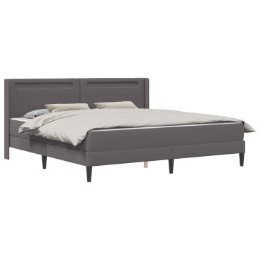 vidaXL Σκελετός κρεβατιού με στρώμα Γκρι 200x200cm Τεχνητό Δέρμα