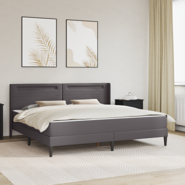 vidaXL Σκελετός κρεβατιού με στρώμα Γκρι 200x200cm Τεχνητό Δέρμα