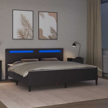 vidaXL Σκελετός κρεβατιού με στρώμα Γκρι 200x200cm Τεχνητό Δέρμα