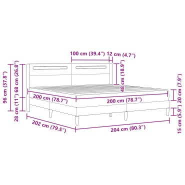 vidaXL Σκελετός κρεβατιού με στρώμα Μαύρο 200 x 200 cm Τεχνητό Δέρμα