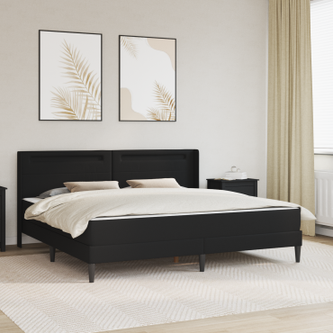 vidaXL Σκελετός κρεβατιού με στρώμα Μαύρο 200 x 200 cm Τεχνητό Δέρμα