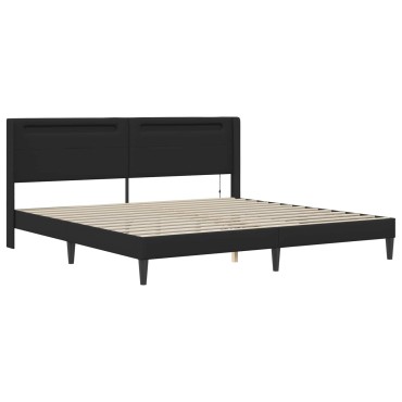 vidaXL Σκελετός κρεβατιού με στρώμα Μαύρο 200 x 200 cm Τεχνητό Δέρμα