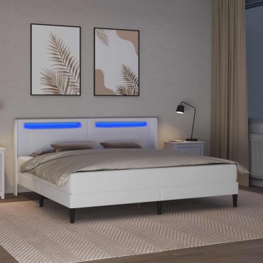 vidaXL Σκελετός κρεβατιού με στρώμα Λευκό 200x200cm Τεχνητό Δέρμα