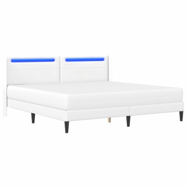 vidaXL Σκελετός κρεβατιού με στρώμα Λευκό 200x200cm Τεχνητό Δέρμα