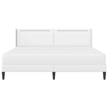 vidaXL Σκελετός κρεβατιού με στρώμα Λευκό 200x200cm Τεχνητό Δέρμα