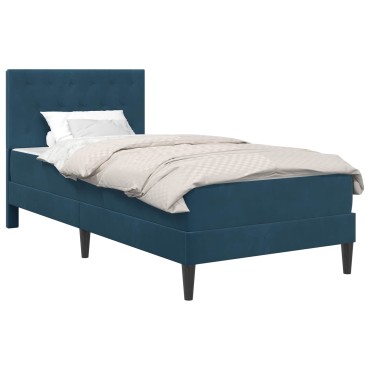 vidaXL Σκελετός κρεβατιού με στρώμα Μπλε 90x190cm Βελούδο