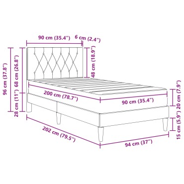 vidaXL Σκελετός κρεβατιού με στρώμα Μαύρο 90 x 200 cm Βελούδο