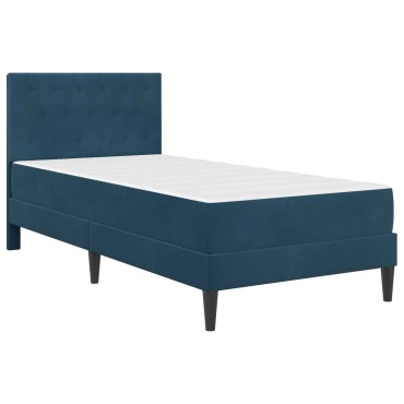 vidaXL Σκελετός κρεβατιού με στρώμα Μπλε 90x200cm Βελούδο
