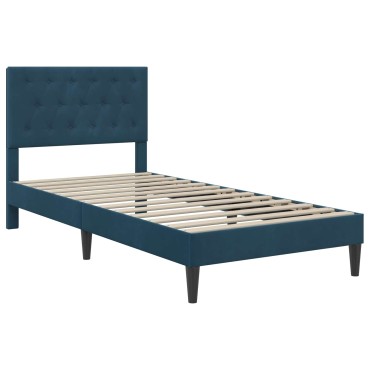 vidaXL Σκελετός κρεβατιού με στρώμα Μπλε 90x200cm Βελούδο
