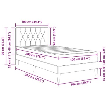 vidaXL Σκελετός κρεβατιού με στρώμα Μαύρο 100 x 200 cm Βελούδο
