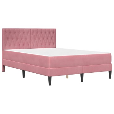 vidaXL Σκελετός κρεβατιού με στρώμα Ροζ 120 x 200 cm Βελούδο