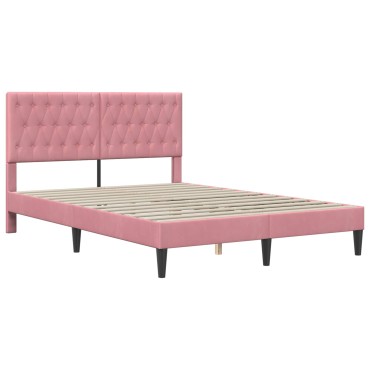 vidaXL Σκελετός κρεβατιού με στρώμα Ροζ 120 x 200 cm Βελούδο